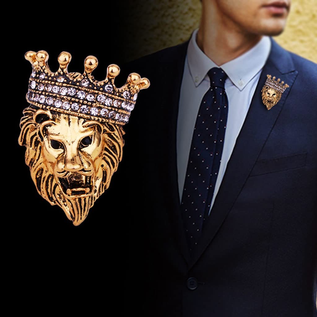 Moda zwierzęca 3-częściowy Retro lew męski garnitur w stylu punkowym marynarka korona prerii(Silver)