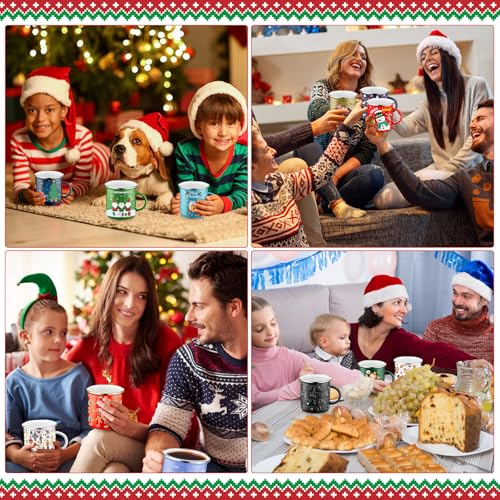 Set de 16 tazas esmaltadas de Navidad 12 oz estilo fashion miniatura 6