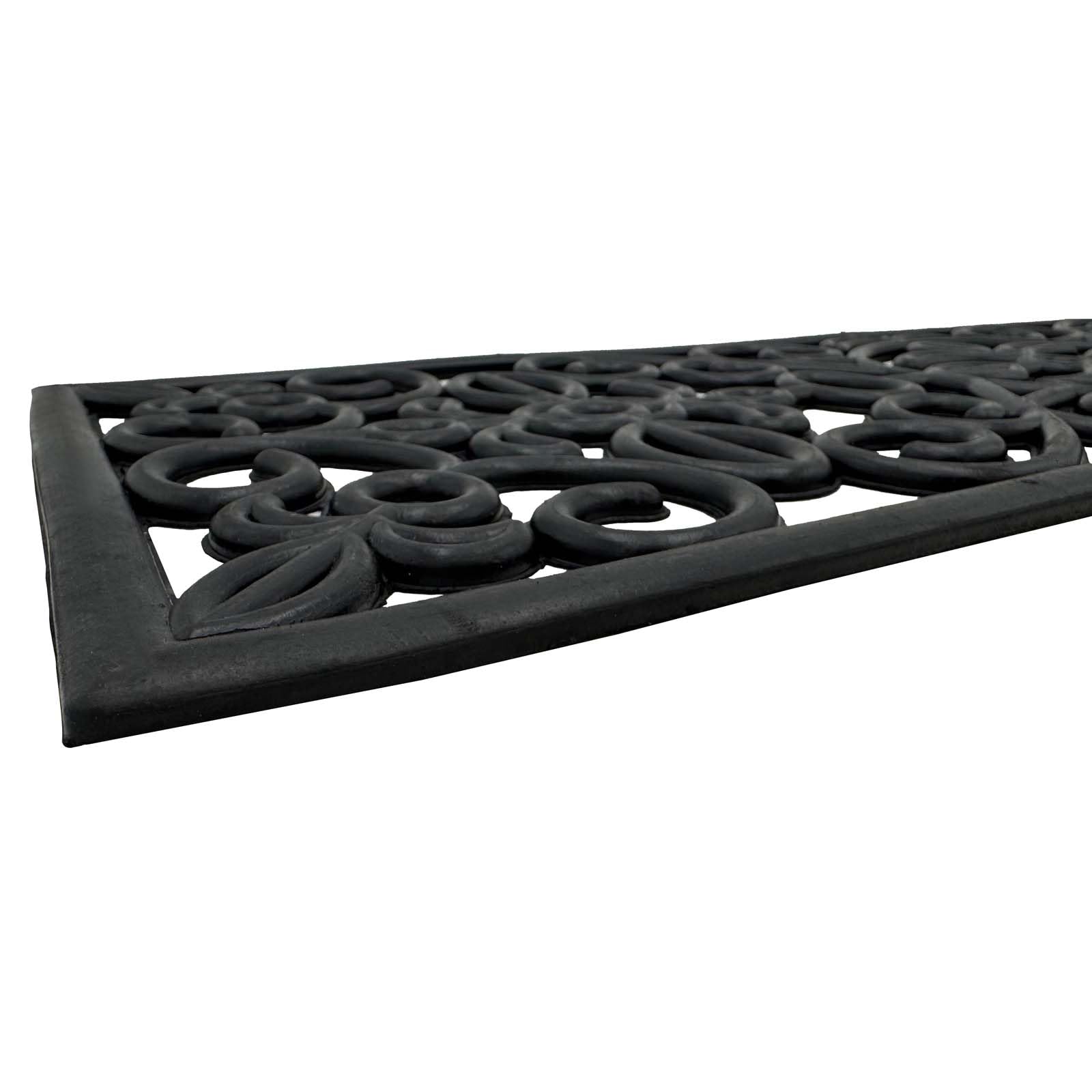 Lot De 4 Tapis D'Escalier Caoutchouc Aspect Fonte – 76,3 X 25,5 Cm – Intérieur/Extérieur, Antidérapant Et Décoratif Noir