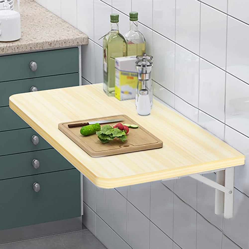 Shally Dogan Table Murale Pliante 60 x 40 cm en Bois, étagère Murale refermable, Peu encombrante, Bureau, Porte-PC, Table à Manger, Salon, Salle de Bain, Cuisine (chêne)
