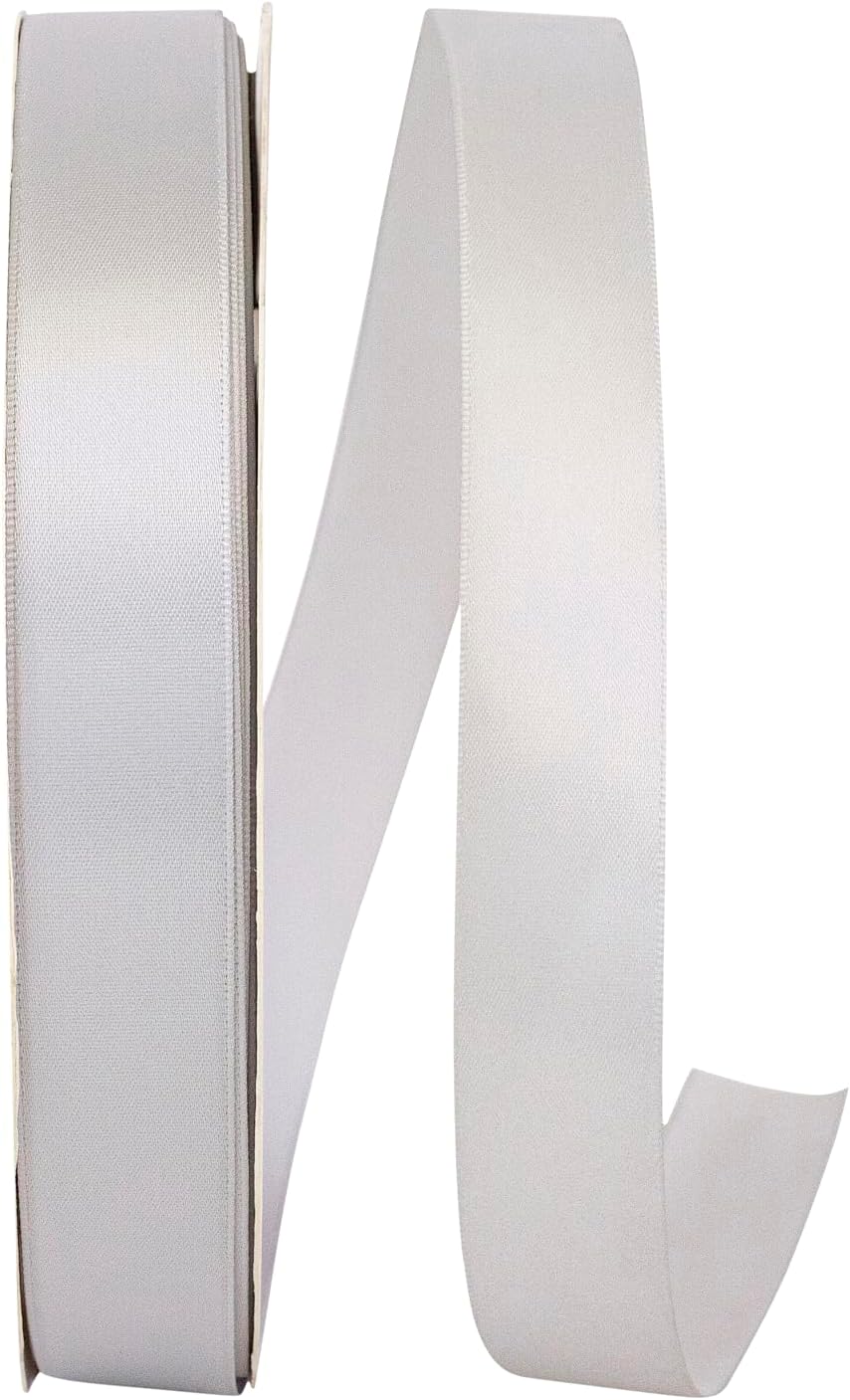 Reliant Ribbon 4950-007-05C Double Face Satin Ribbon, 7/8 Inch X 100 Yards, Shell Grey