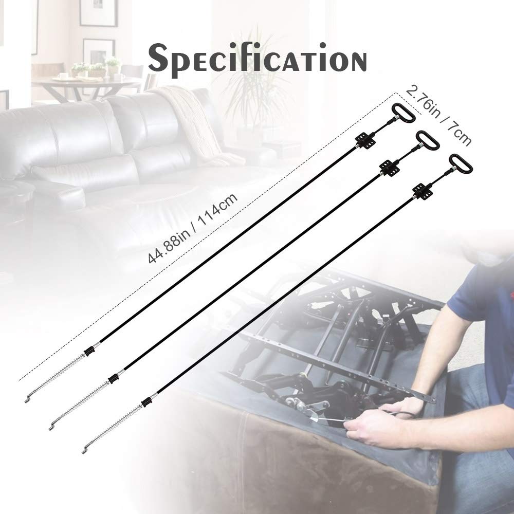 Magicfour 3 Pack Recliner Cable, Recliner Chair Cables Sofa Handle