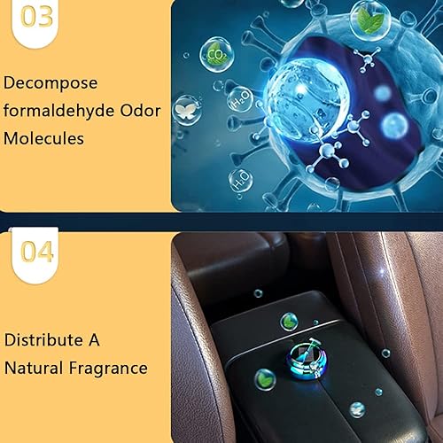 Miniatura 8 de Riloer Ambientador para automóvil, accesorio giratorio de energía solar para decoración de interiores, asiento de perfume para automóvil, luz