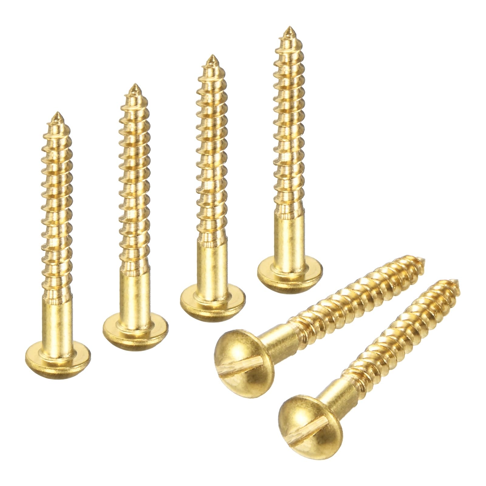 M METERXITY Wood Screws (M3 x 25mm, Brass) 60 Pcs - Slotted Round Head Self-Tapping Screw Apply to Woodworking/Furniture/Appliances Repair/Industry/Gardening