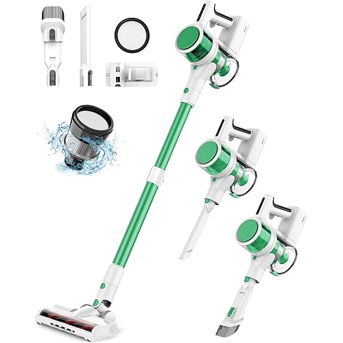 Fykee Vacuum Cleaner, Cordless Vacuum Cleaner with 1.2L Dust Cup and 80,000 PRM Brushless Motor, Stick Vacuum Cleaner with Large Detachable Battery up to 35 mins Run Time