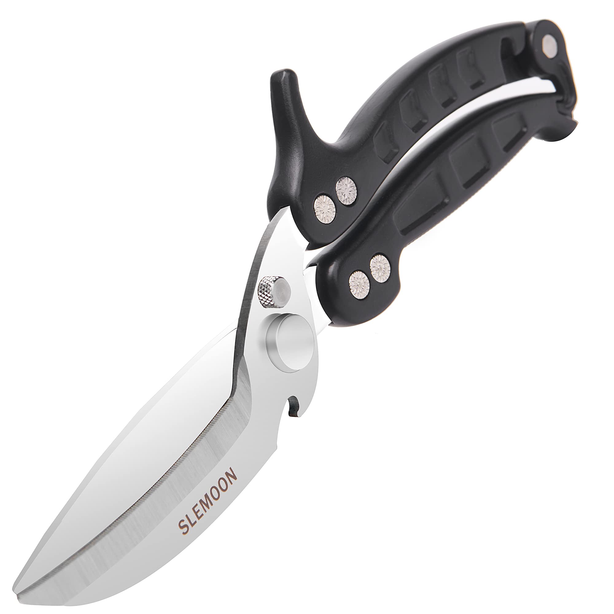 Kitchen Shears,Heavy Duty Spring Loaded Kitchen Scissors with Serrated Edge,Detachable as a cleaver,Multipurpose Stainless Steel Sharp Utility Food Scissors for Chicken,Poultry,Fish,Herbs,Black