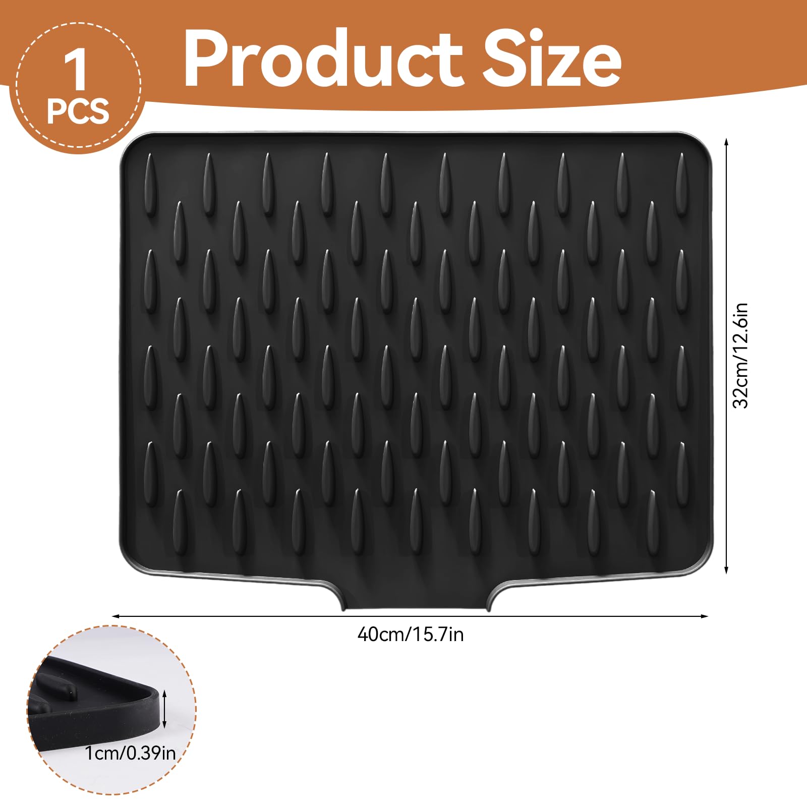 Silikon Abtropfmatte Spüle - Rutschfest & Hitzebeständig 32,5x40cm