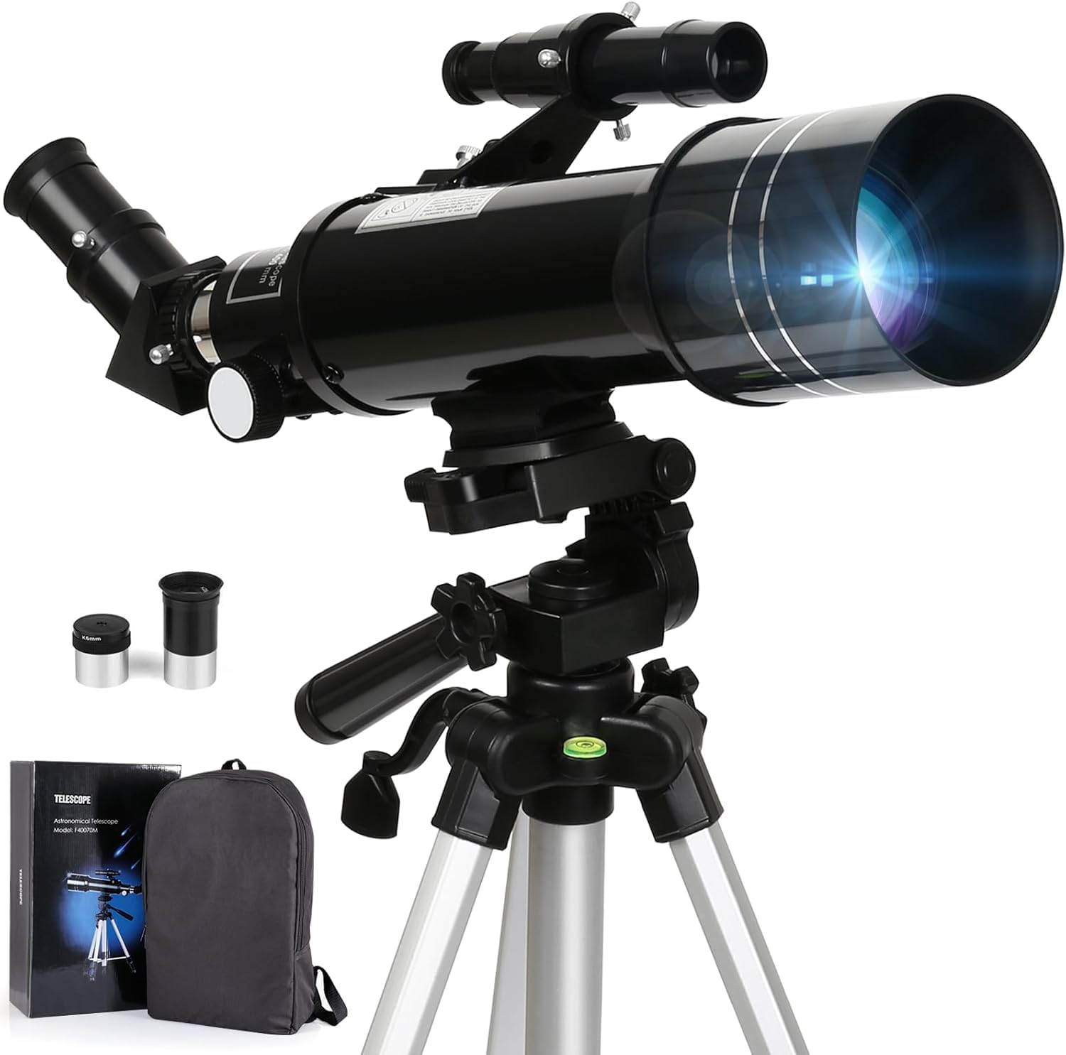 Cowiewie Telescopio refractor telescopio para niños y principiantes, telescopios para adultos, astronomía, apertura de 70 mm, 400 mm, compacto y portátil, viaje con mochila, ver la luna, planetas