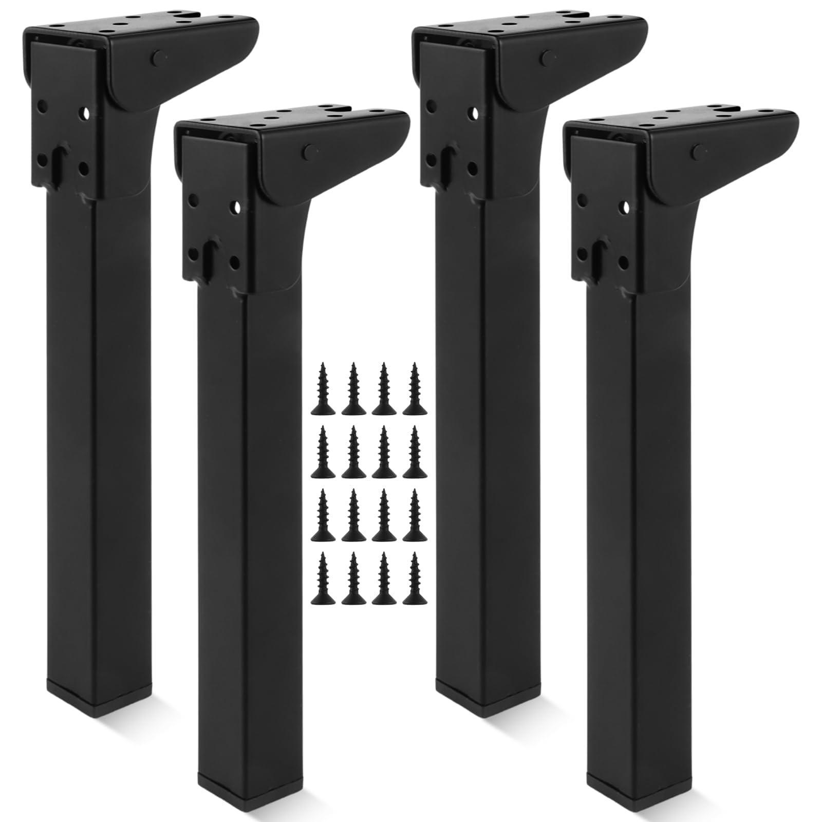 GOYADA Set van 4 inklapbare tafelpoten, 25 cm, metaal, zwart, 90 graden, voor tafel, bed, bank, laptop, kast