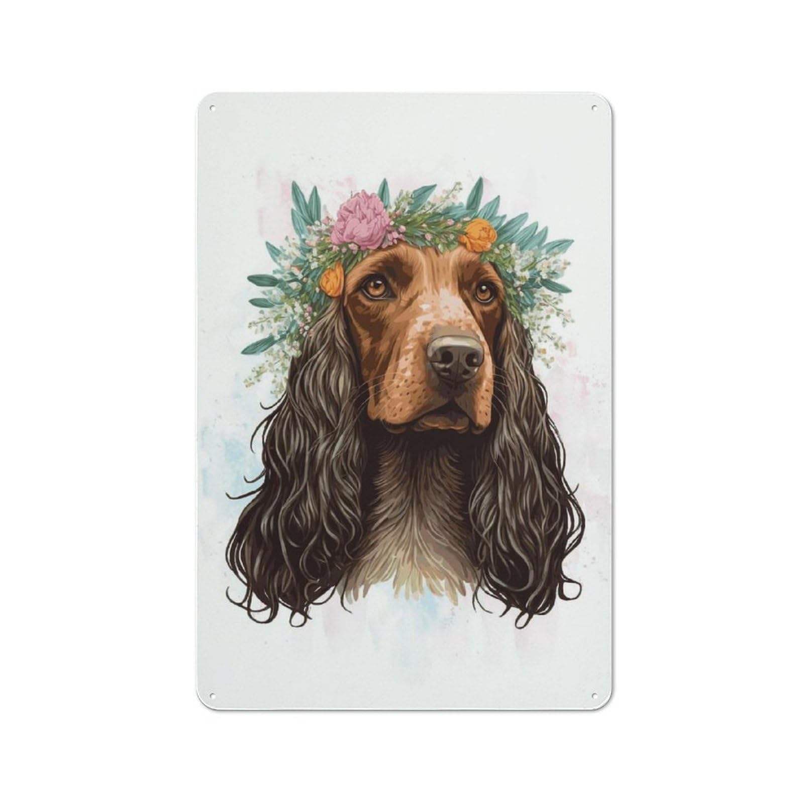 Junmoney Style-8 English Cocker Spaniel Art Vintage Metal Plaque 30X20cm For Café Or Restaurant, A Decorative Gift For A Newly Furnished Café And Restaurant