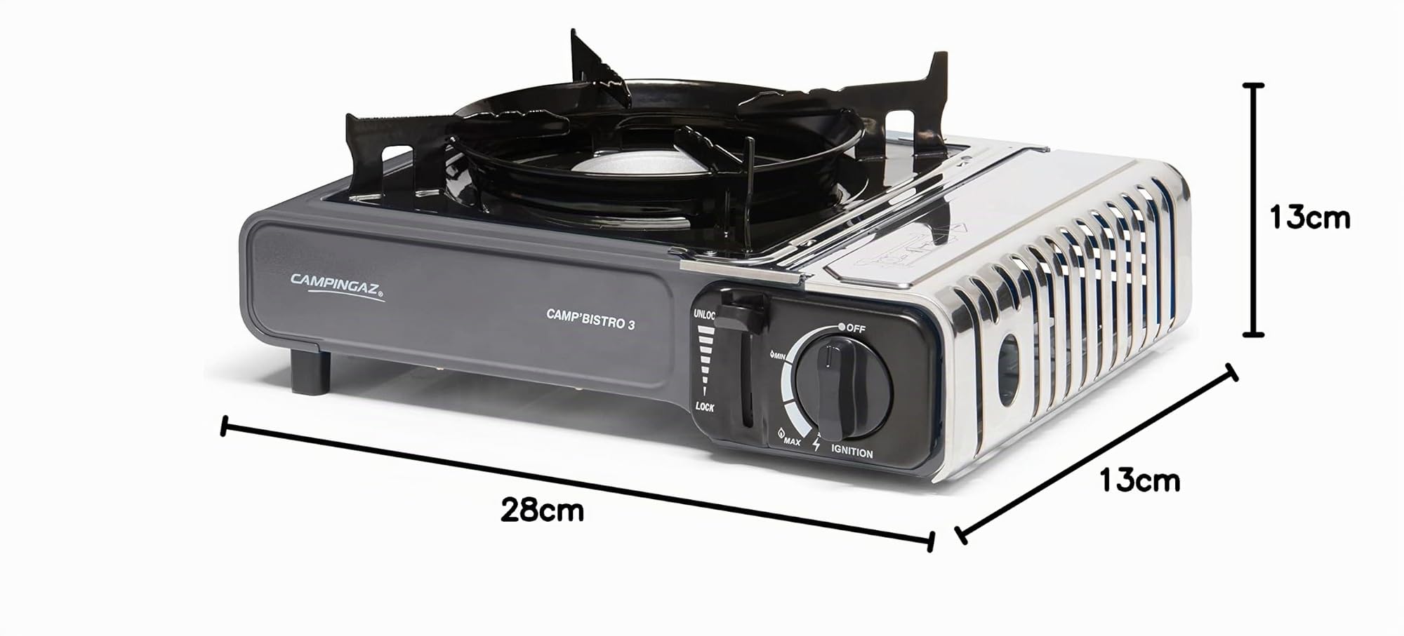 Campingaz Party Grill & Camp Bistro 3 Gaskocher, 1-flammig, Campingkocher, 2.200 Watt Leistung, kompakter Outdoorkocher, inklusive Tragekoffer für einfachen Transport, Schwarz, 34 x 28 x 13 cm