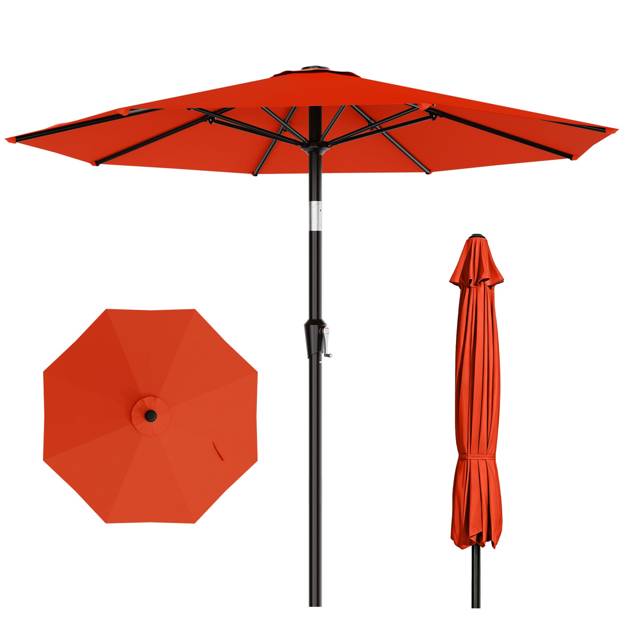 areshark 10 ft outdoor patio umbrella, patio table umbrella with push button tilt and crank, outdoor patio umbrellas with 8 fiberglass ribs, patio umbrellas for market, garden, pool (orange)