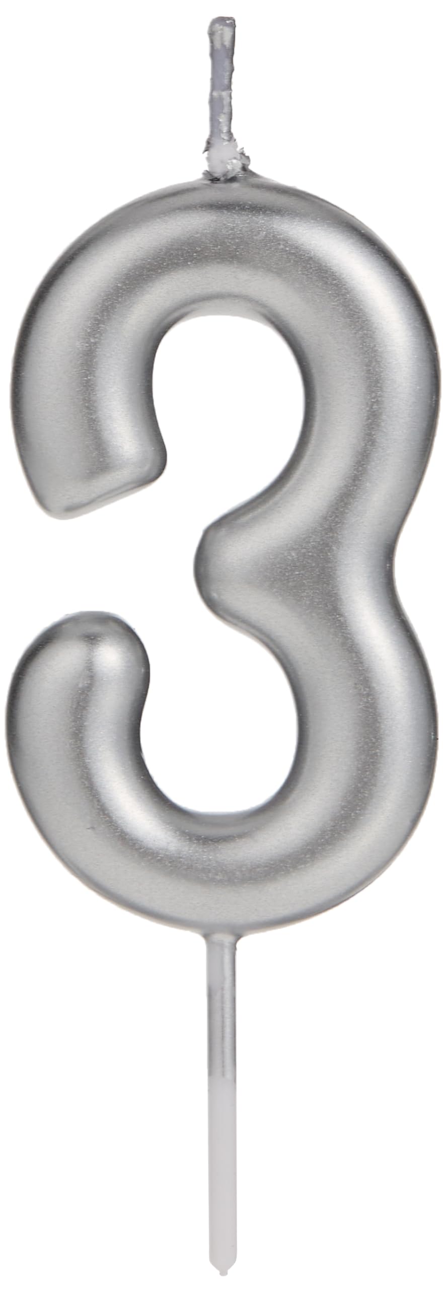 Silver Number '3' Candle