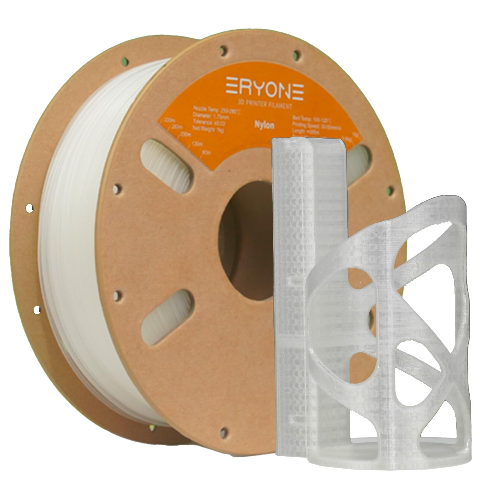ERYONE Nylon Filament 1.75mm +/- 0.03mm, 3D Printer PA6 Filament 1kg (2.2LBS)/Spool, Fit Most FDM Printer, PA6 Clear