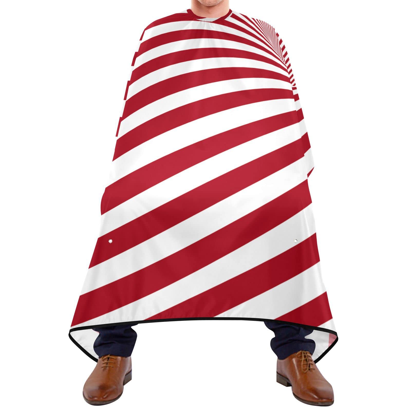 Capa De Peluquería Profesional 140x168cm, Rayas Blancas Rojas Capa De Barbero Profesional Impermeable Con Cierre De Botones Delantal De Peluquero, Para Peinados, Niños