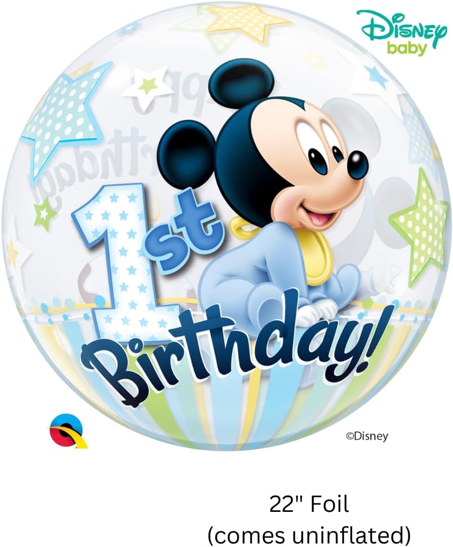 Qualatex 22" Mickey Mouse 1st Birthday Bubble Balloon