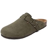 Nautica Women Mens Clogs Mules Vegan Suede Cork Footbed Buckle Sandals Comfort Potato Shoes with Arch Support (Faux Fur/Smooth)