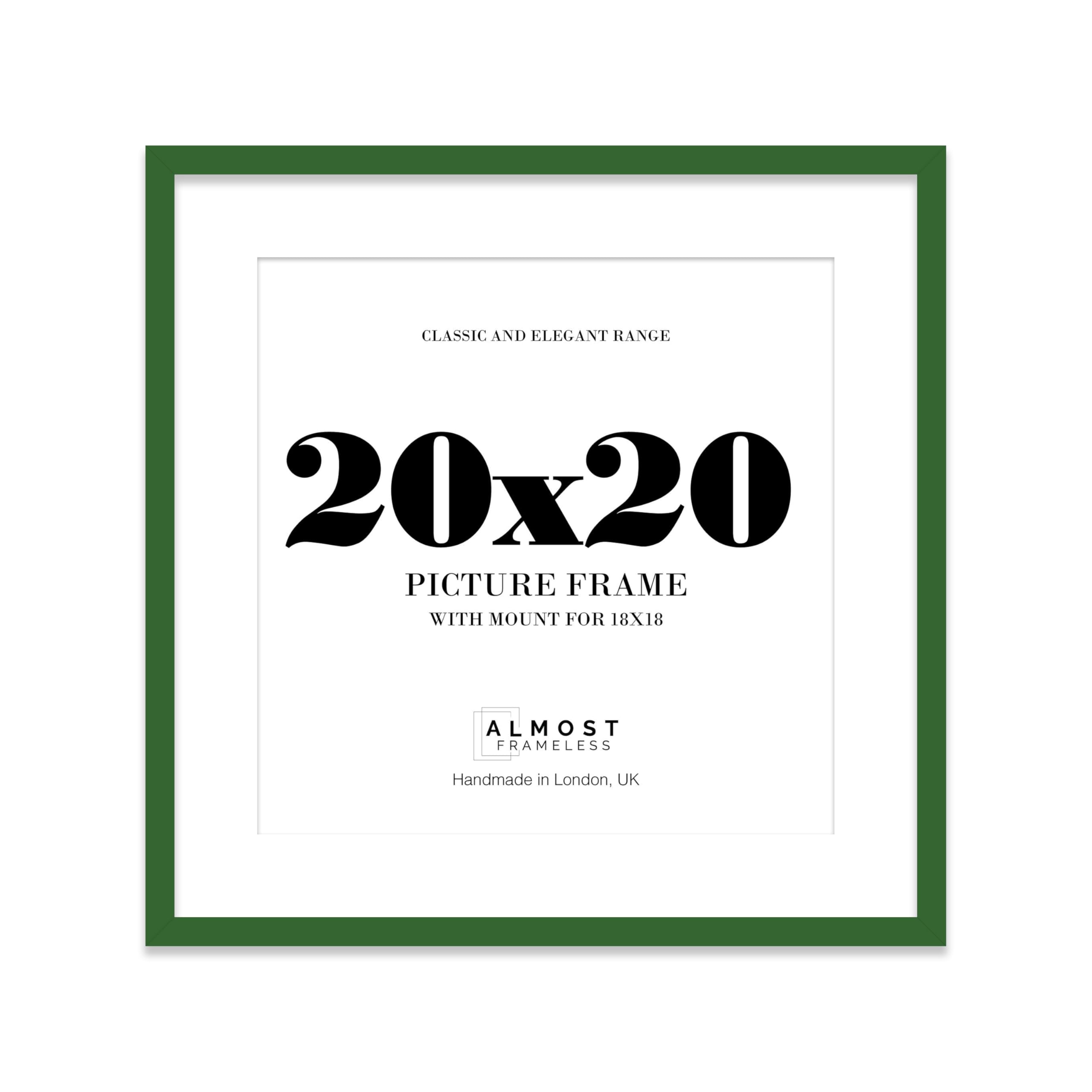 20x20 Green Picture Frame with Mount for 18x18 Photos, Prints - Modern Square Wall Frame, 1 Pack