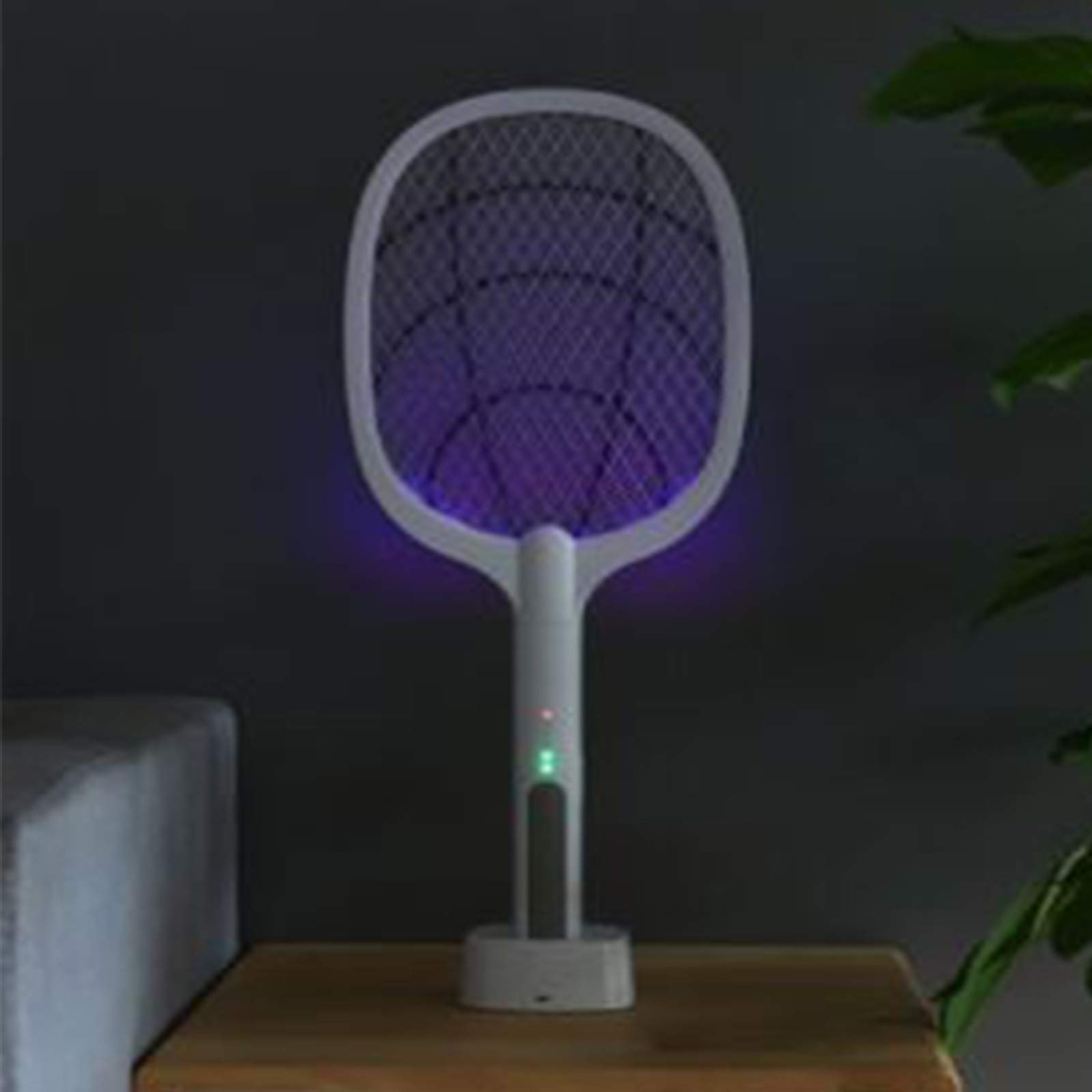 2 in 1 Scacciamosche Elettrico, 3000 V USB Ricaricabile con Base di Ricarica, per Zanzare
