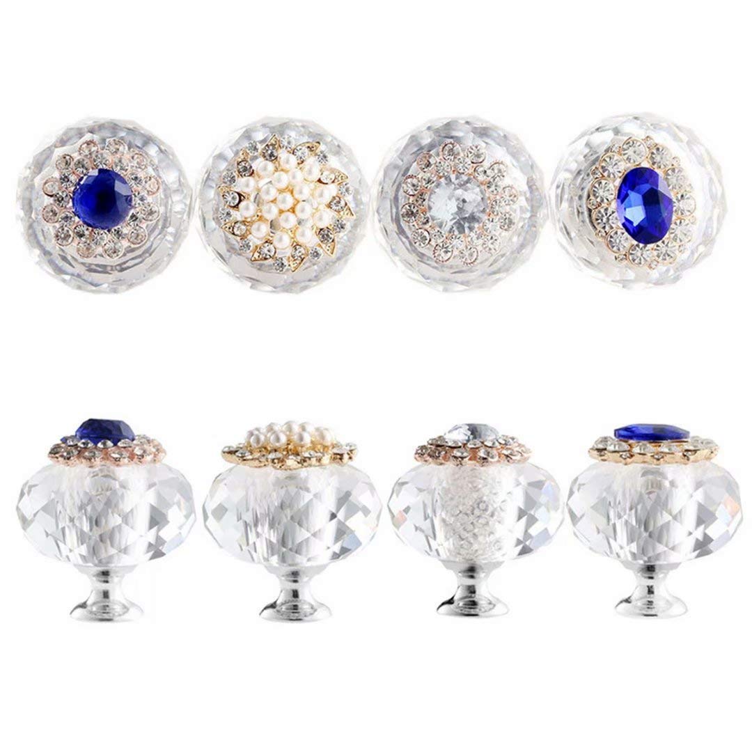 Pomelli da 40 mm in Vetro Trasparente in Lega di Zinco Maniglioni per mobili Comò Cassetti Guardaroba Armadio Confezione da 5 Pezzi (Diamante)