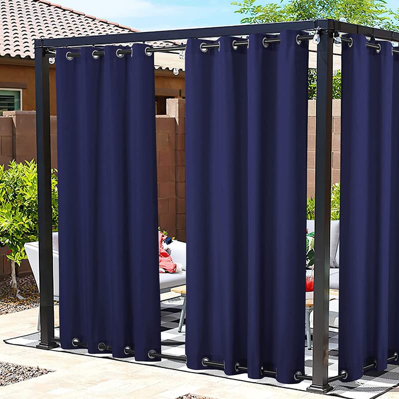 MetDeals - Waterproof & Sun Blockage Top & Bottom SS Eyelet Design Windproof Blackout Outdoor Curtains (Navy Blue, 4.5 X 10 Feet, Polyester), Pack of 2-image-40
