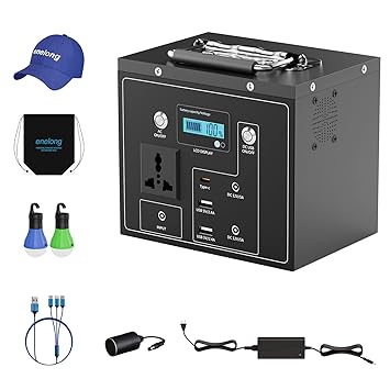 Portable Power Station for Camping: enelong Electric Solar Generator with AC & DC Outlet,294Wh Backup Lithium Battery Pack quiet with 2 USB,Rechargeable Bank Supply for CPAP RV Home Emergency