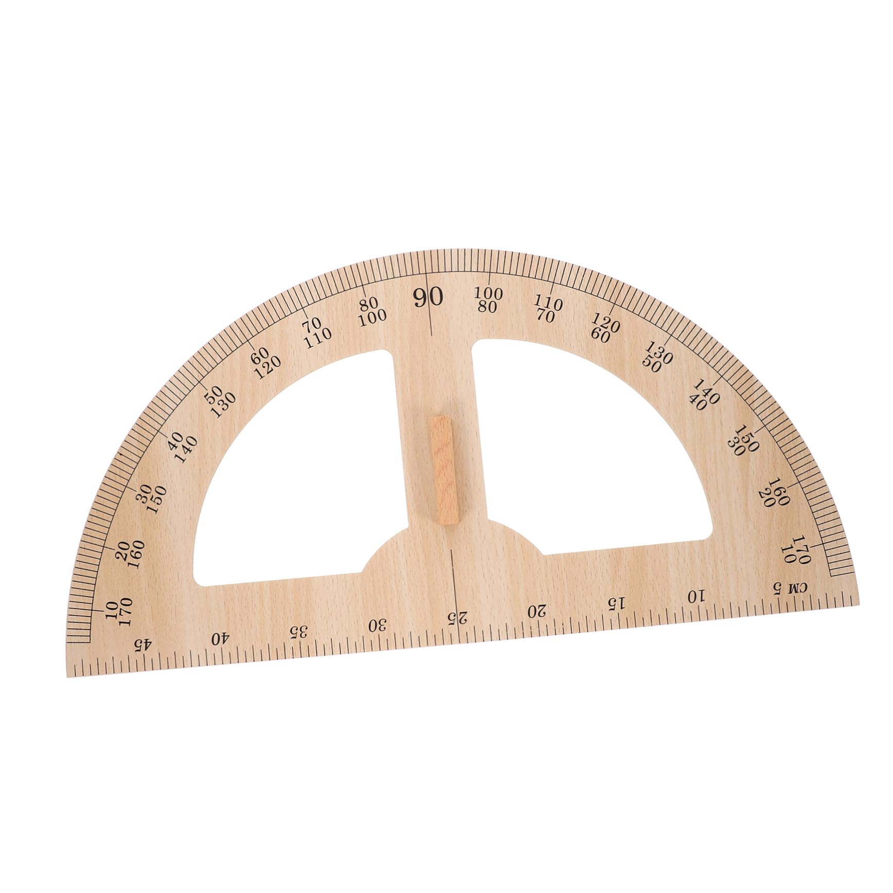 Rapporteur Bois Grand Format avec Poignée Confortable Outil de Mesure pour Salle de Classe Règle Géométrique Bois Dur pour Enseignants et Élèves Outil Pédagogique pour Dessin et
