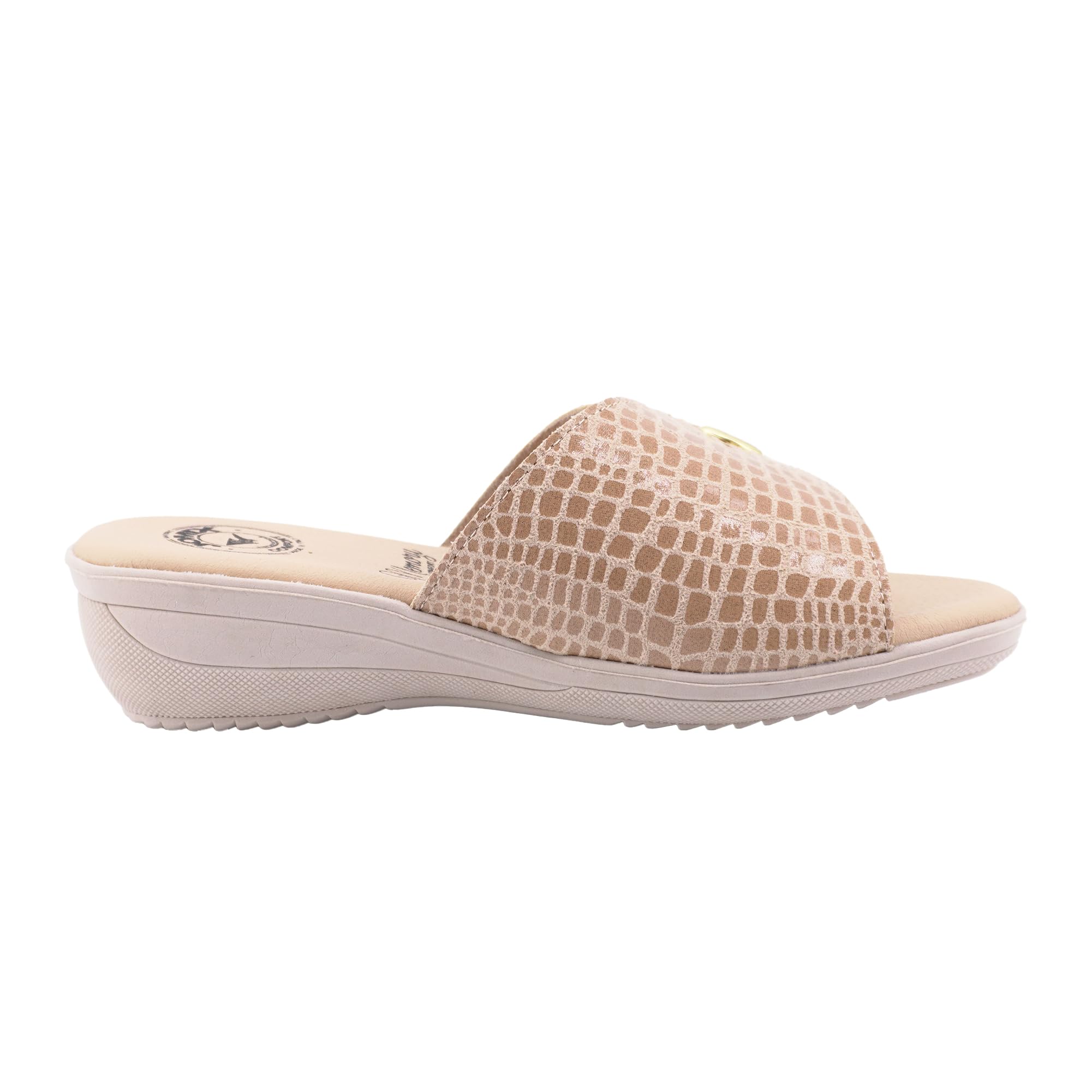 JOMIX Ciabatte da Donna con Zeppa e Strappo Regolabile Sandali Slides in Pelle Sintetica Scarpe Casuali Antiscivolo per Primavera Estate Prodotte in Italia ITD2602