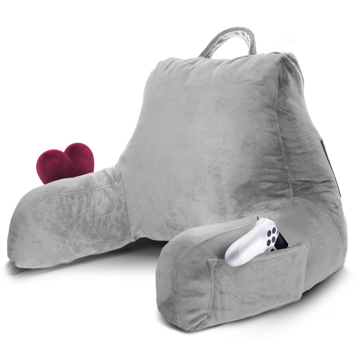 Nestl Reading Pillow for Bed, Back Pillow for Sitting Up in Bed, Light Grey