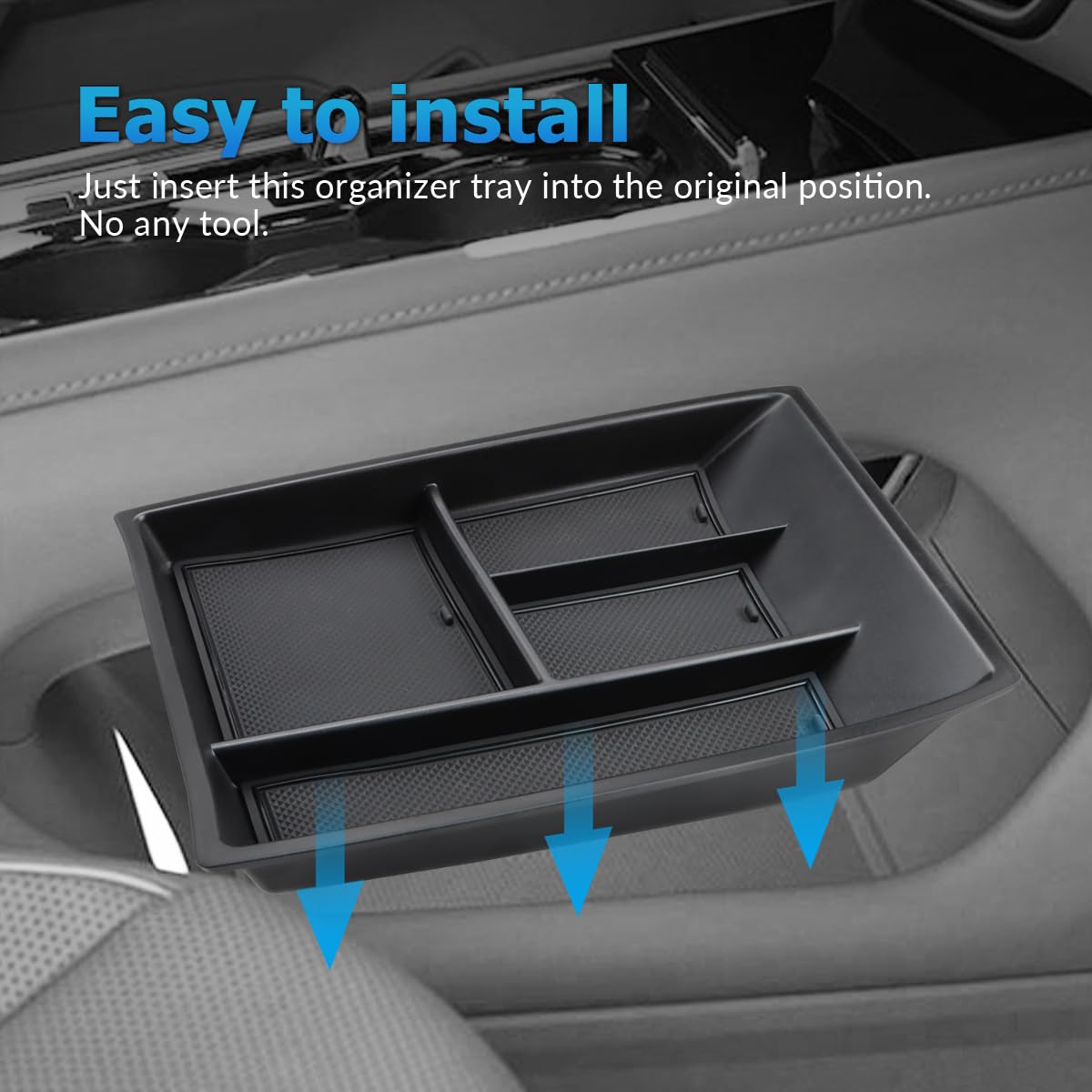 MARCHFA Center Console Organizer For VW Atlas & Atlas Cross Sport (2024-2026 Models) - Armrest Storage Tray With Non-Slip Mats