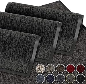 GadHome - Alfombra de Puerta, Color Negro Antracita, 40 x 60 cm, Alfombra de Puerta Exterior, Impermeable, Lavable, Resistente Antideslizante, retiene el Polvo, Felpudo, Pasillo, Entrada, Cocina,