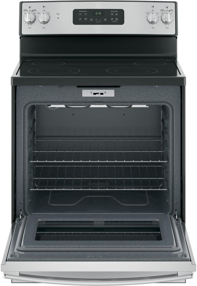 Interior of GE oven with racks