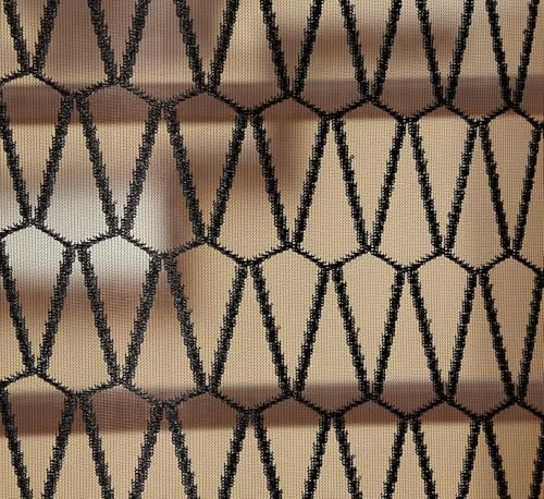 Image of HOME UTSAV Premium Sheer Net Curtain for Window 5 Feet | Transparent Net Fabric with Geometric Design | Pack of 1, Brown