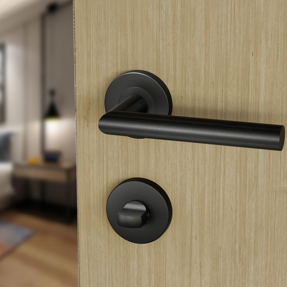 1 Pack of HENYIN Stainless Steel Door Lever Handle with Bathroom Knob,Mortise Door Lock Handle,Black Color (SO2-103BK-B) - Image 3