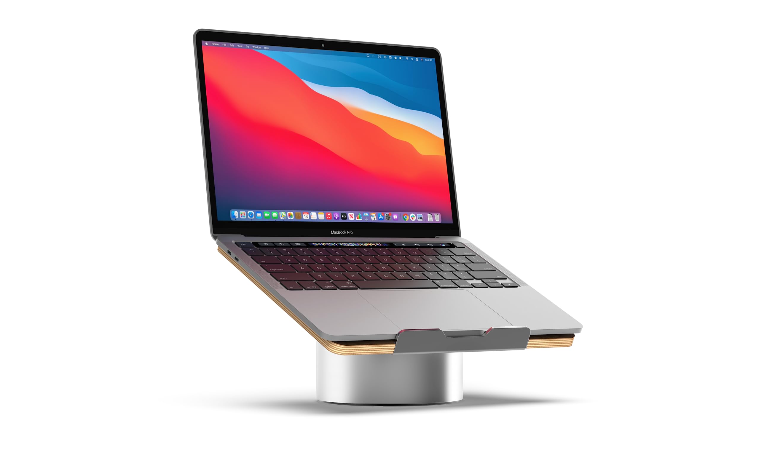 HumanCentric Laptop Riser for Desk in Maple Wood Top and Space Gray Aluminum Base, Compatible with MacBook and Other Laptops Up to 16 Inches, Ergonomic Computer Holder, 25-Degree Angle Tilt