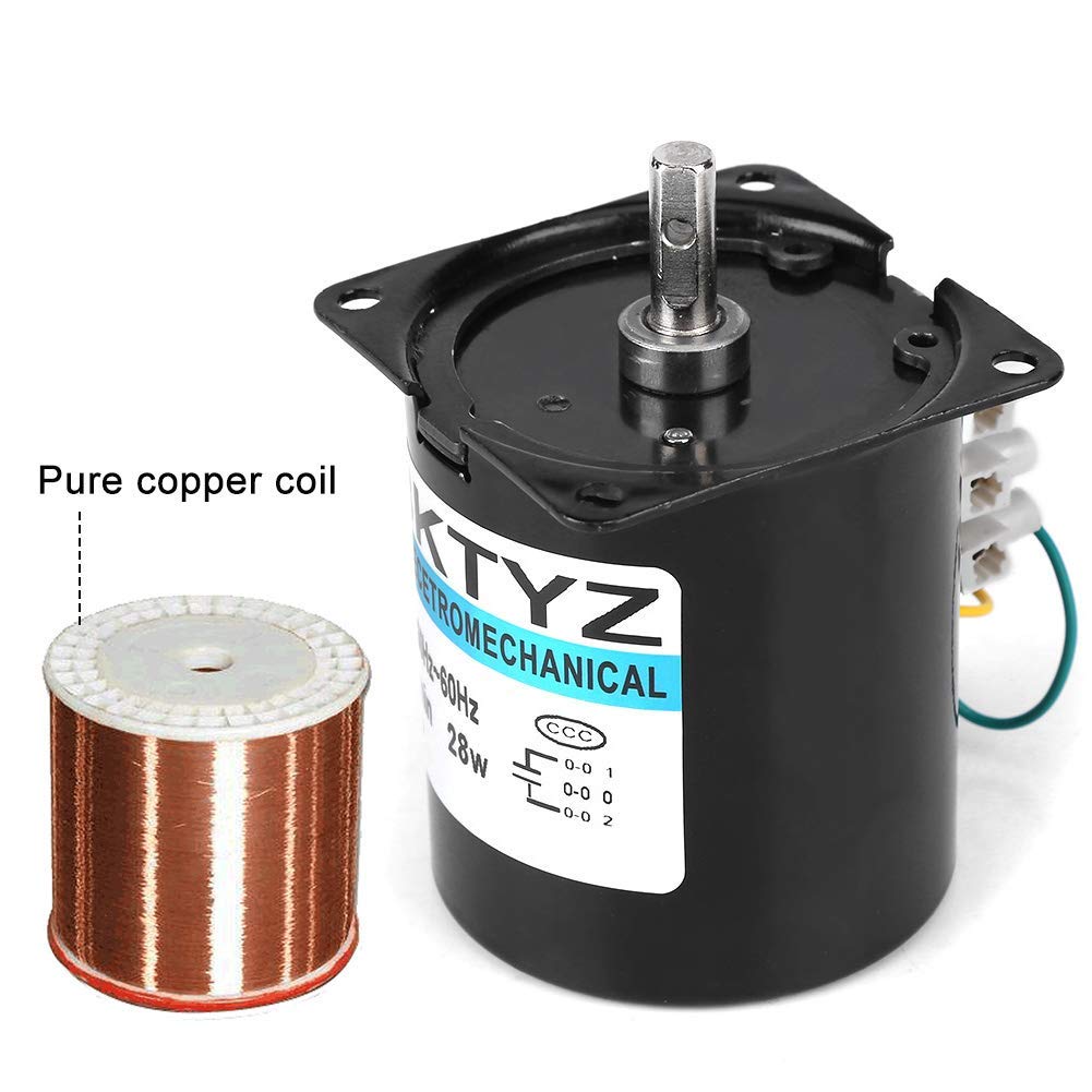 Miniatura Magnete Permanente Motore Sincrono, 68KTYZ AC220V 28W Piccolo motoriduttore sincrono elettrico a magnete permanente CW/CCW per l'automazione dello strumento(30 r/min)