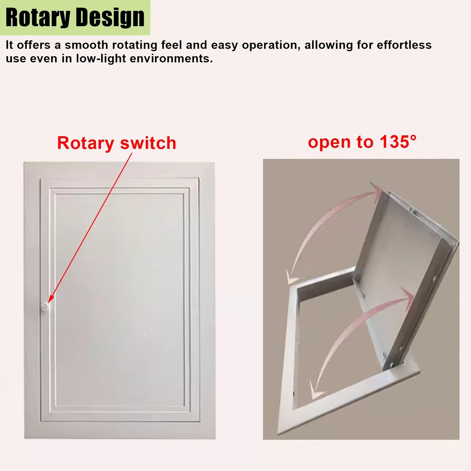 Panel de Acceso Blanco para Fontanería y Altillos (6x6", 7x7", 8x8"), Puerta de Armario de Apertura por Tracción, Caja de Acceso para Almacenamiento en La Cocina(23x23in/58.4x58.4cm)