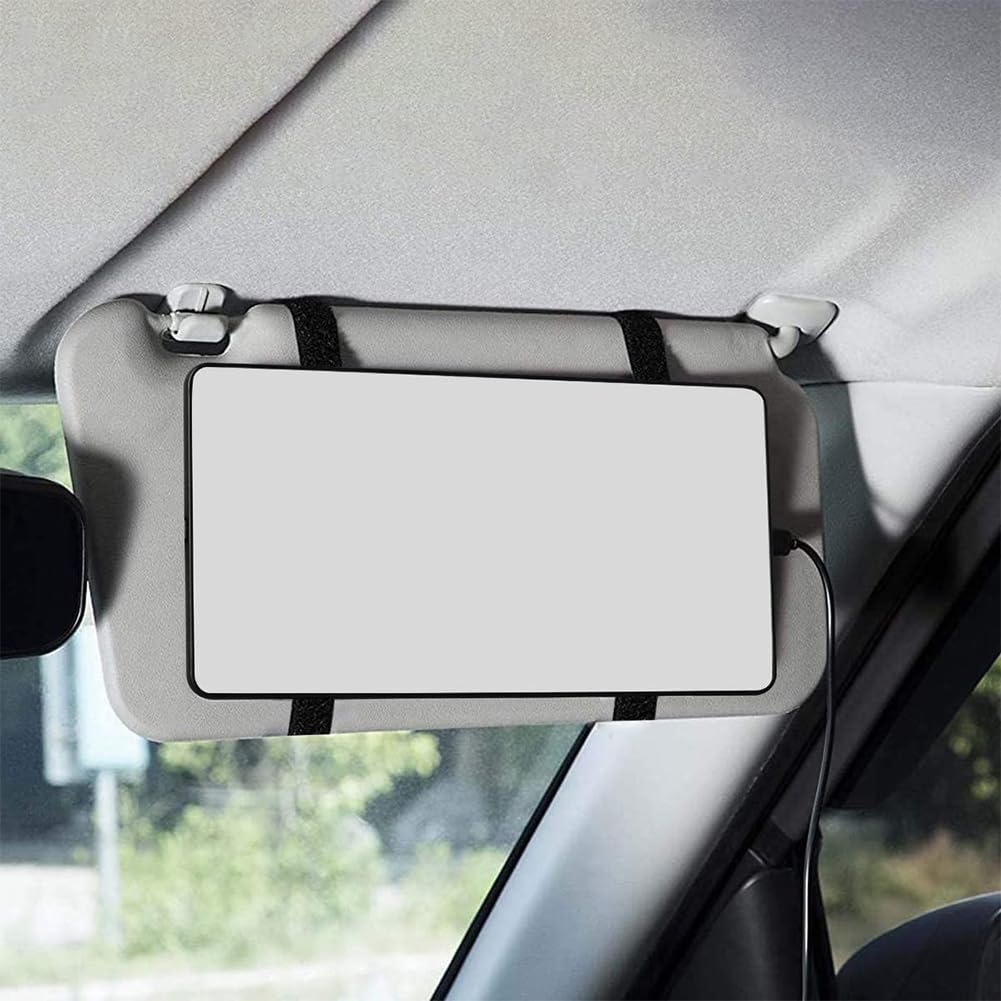 Coche Espejos Maquillaje,Duradero Espejo de Maquillaje Para Coche,Espejo de Cosmética para Automóviles,para Visera de Coche,Respaldo Asiento de Coche,Banda Ajustable Espejo Vidrio