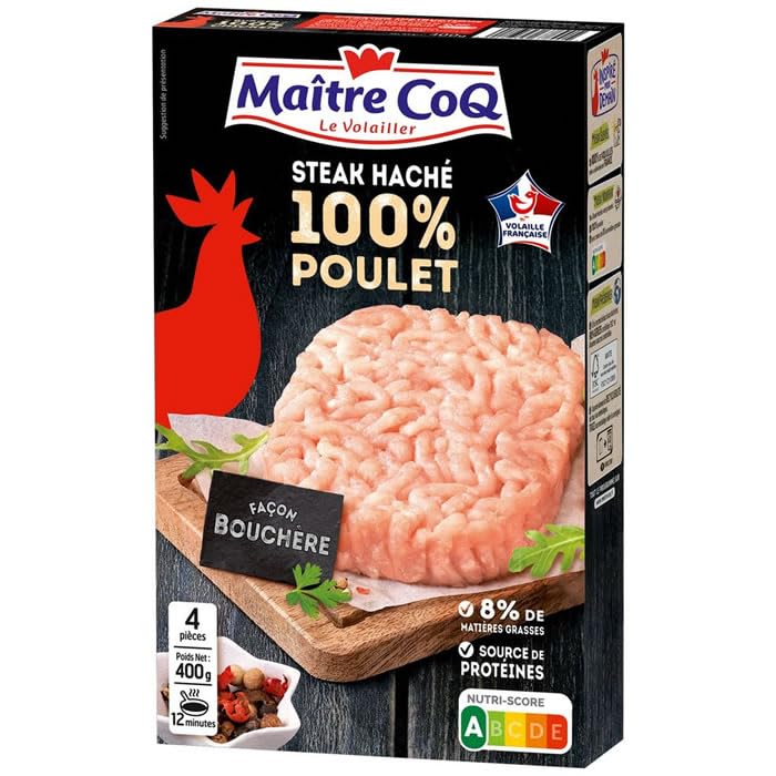 MAITRE COQ Steaks hachés poulet 8% M.G façon bouchère 400 g