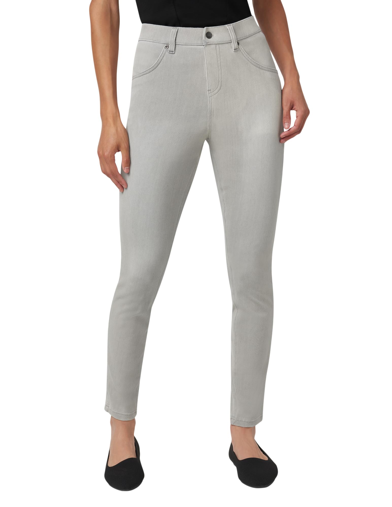 HUE Women's Ultra Soft High Waist Denim Leggings, Silver Grey Wash, Medium