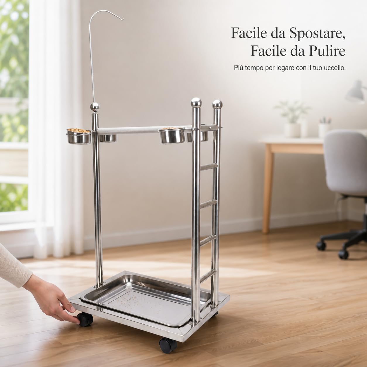Soporte Ajustable para Aves con Ruedas, Size to 2