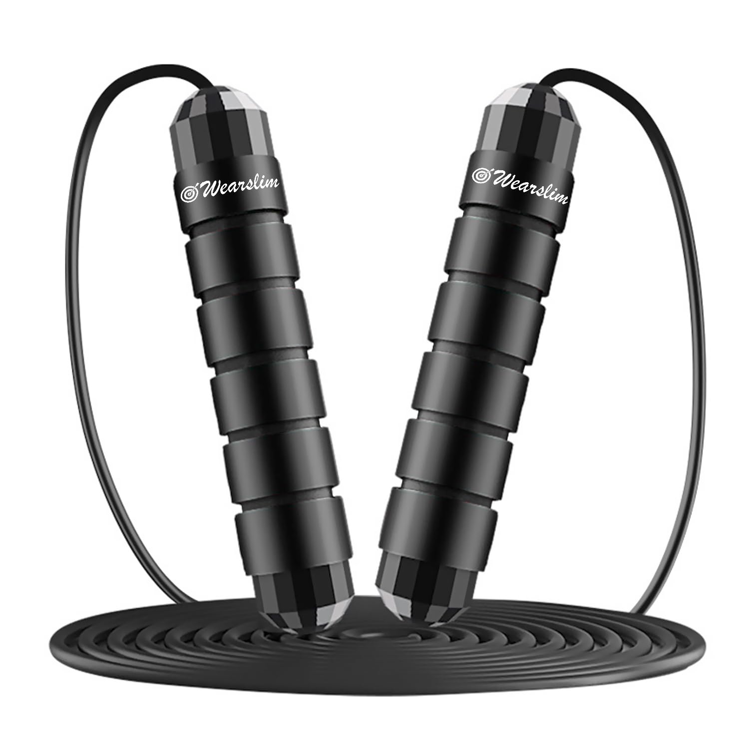 Professional Skipping Rope for Men & Women with Ball Bearings Rapid Speed weighted Jump Rope Cable & 6” Memory Foam Handles Tangle-Free Jumping Rope for Kids - Black