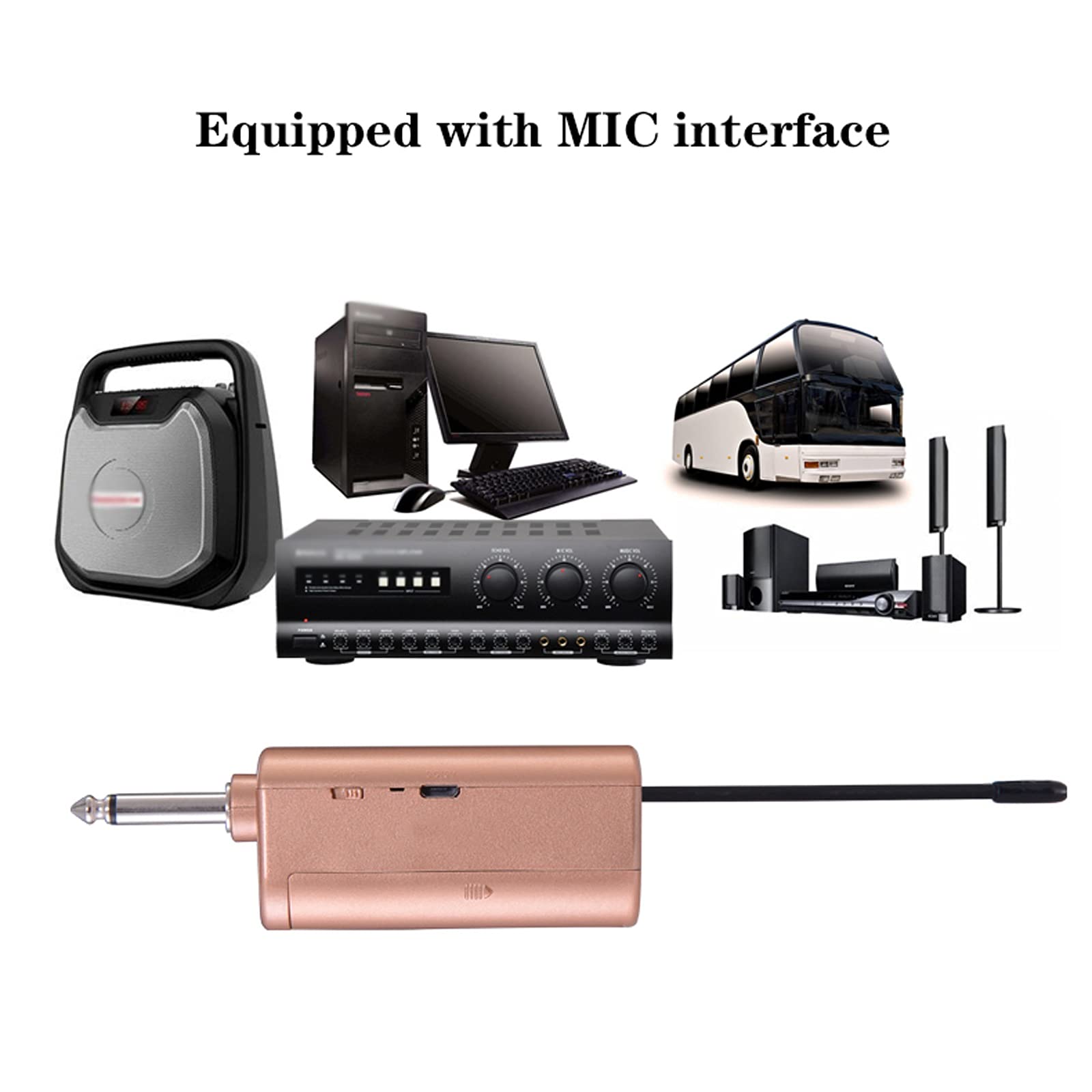 Micrófono inalámbrico para el Canto cardioide Profesional de Recogida de Alta fidelidad Micrófono de Mano Metal micrófono dinámico con el Receptor Recargable (Quantity : Pair)