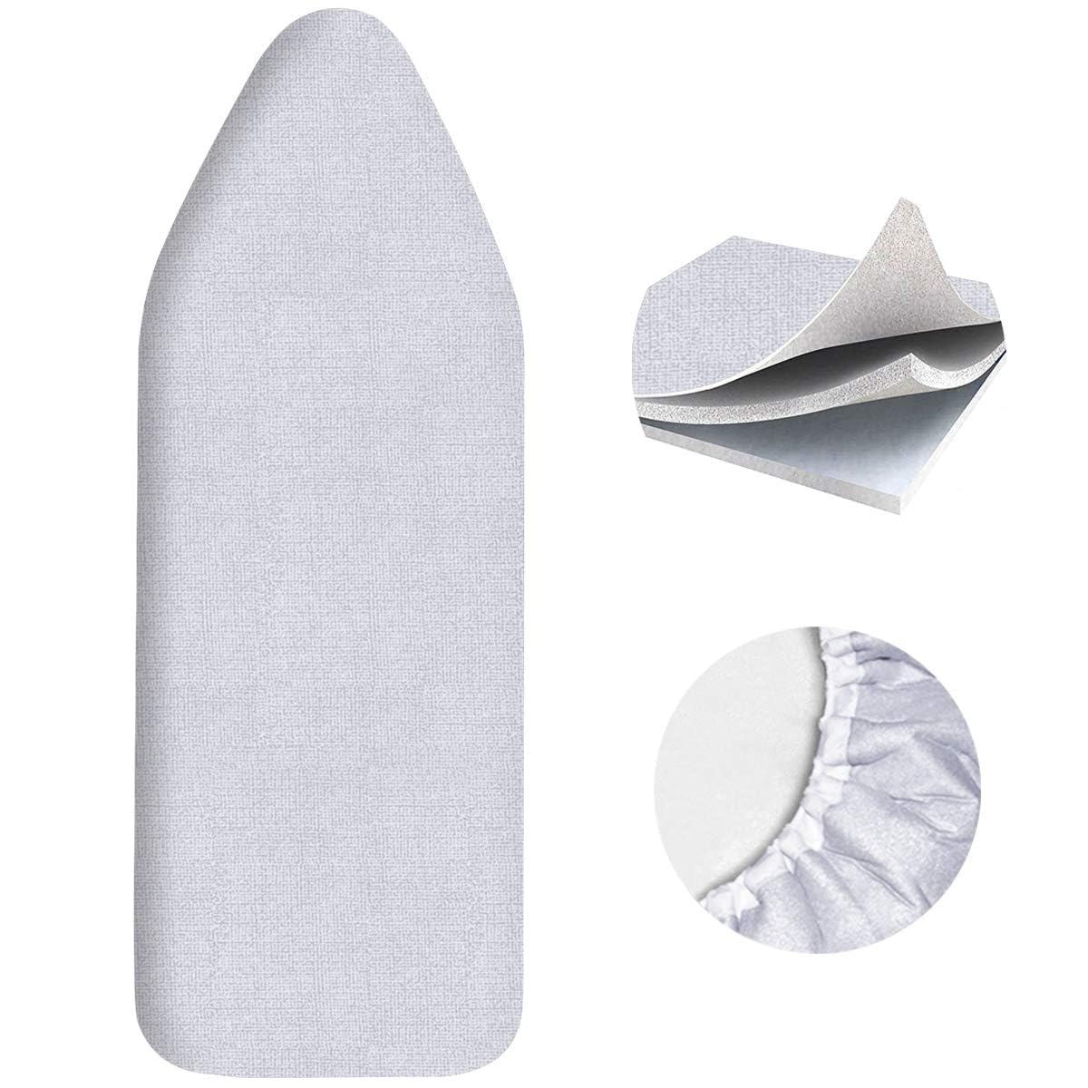 SheeChung Ironing Board Cover and Pad for Extra Wide 18"x49" Ironing Boards,Premium Heavy Duty 4-Layer Silicone Coated Cover with 2mm Foam and 4mm Felt,Resists Scorching and Staining (49”x18”,Size C)