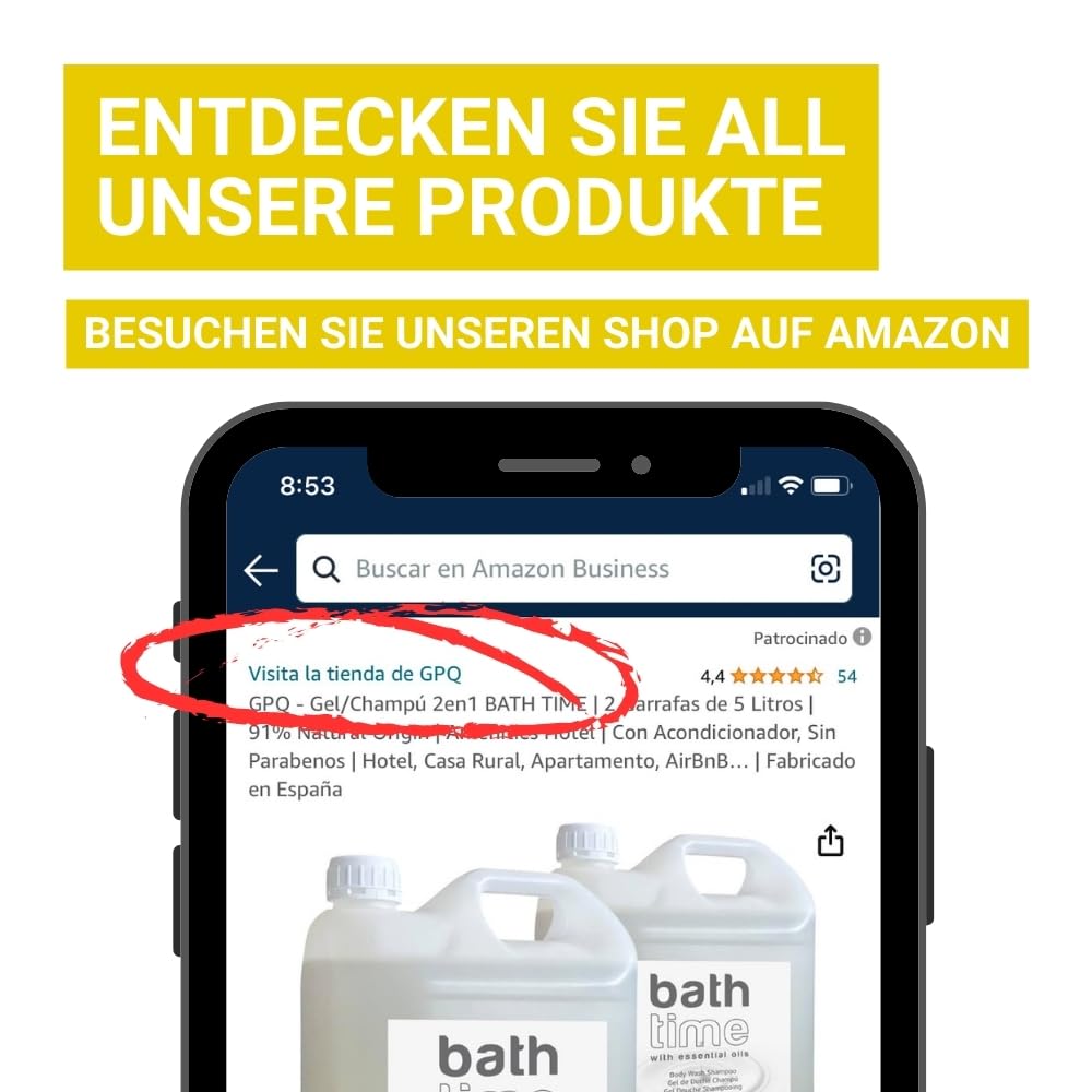 GPQ - Duschgel/Shampoo 2in1 GOLD 5 ltr. | 2 Kanister | 94% Natural Origin | Spender-Refill mit Conditioner ohne Parabene | Hotel, B&B, Landhaus, Camping, Kreuzfahrt, Fitnessstudio... | Made in EU