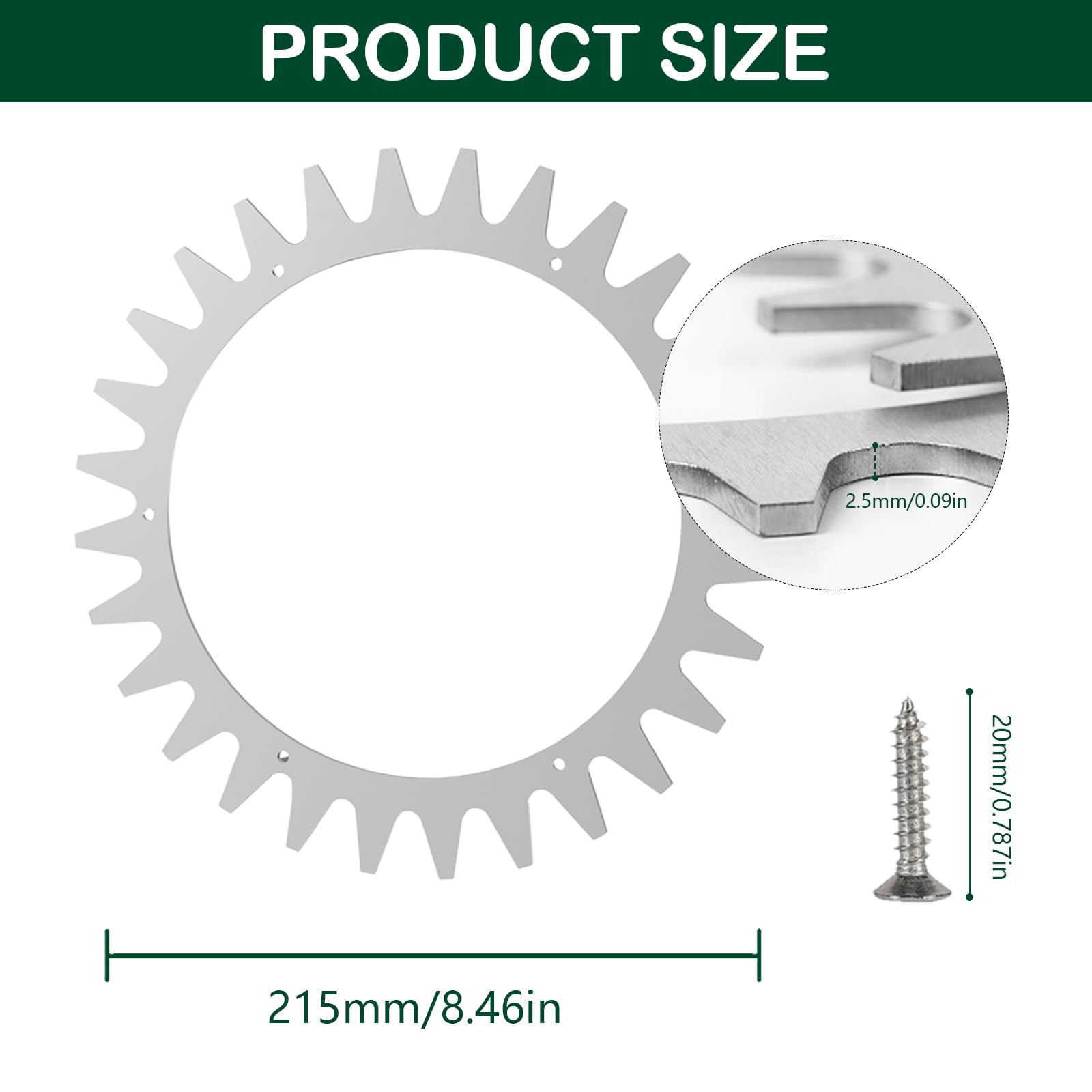 Spikes de Acero Inoxidable de Repuesto para Parkside PMRA/PMORDA 20 -Li B2,Puntas de Acero Inoxidable para Cortacésped con 14 Tornillos,Mejora de Tracción para Robot Cortacésped,Tamaño de Rueda 212 mm