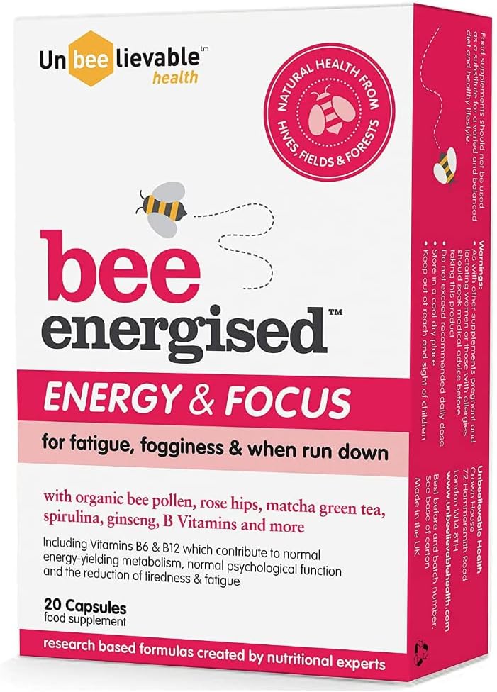 Unbeelievable Health Bee Energised Energy & Focus Supplement, Created by Nutritional Experts, Contains Organic: Bee Pollen