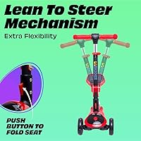 Vista 16 de SKIDEE Kick Scooters for Kids Ages 3-5, Adjustable Height Foldable Scooter with Removable Seat, 3 LED Light Wheels, Rear Brake, Wide Standing Board