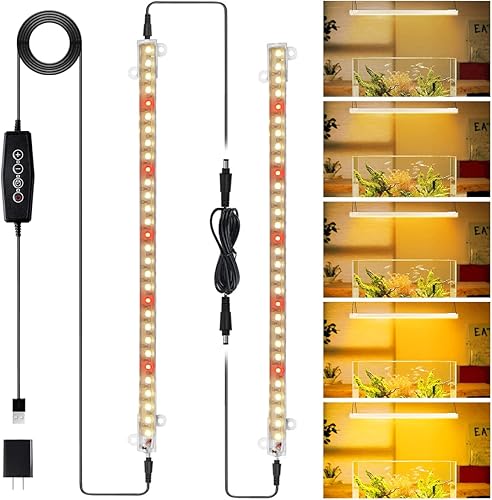 Juhefa Barra de tira de luz LED de crecimiento, 60 W, 3500 K, luz solar, lámpara de calor de espectro completo con bombillas rojas y blancas para