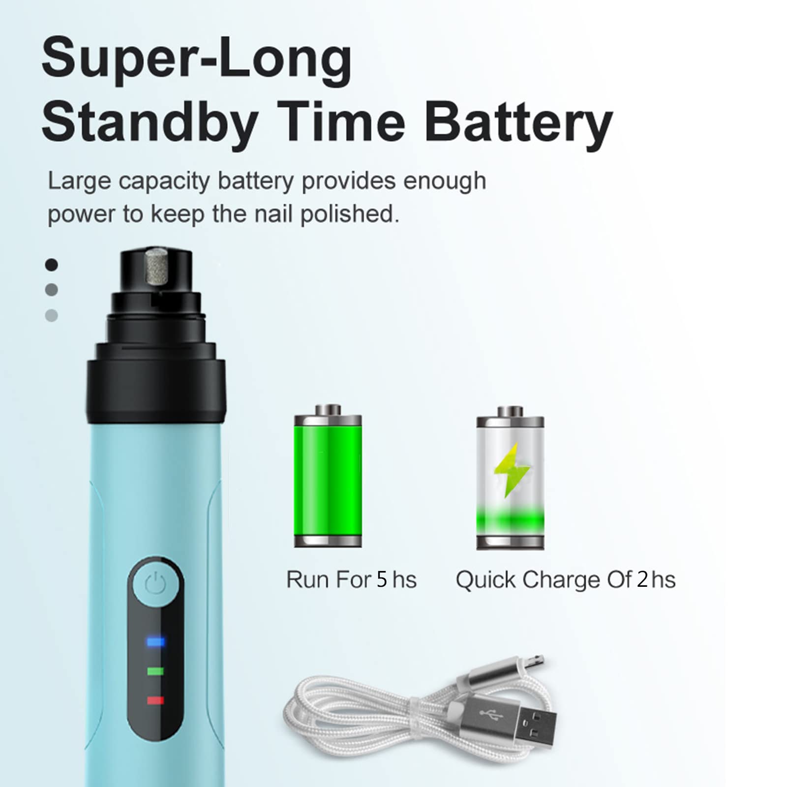Lima De Uñas Eléctrico para Perros Y Gatos, Cortauñas Eléctrico Profesional,3 Modos Y 2 Velocidades Súper Silenciosa Y Recargable, Cuidado De Las Garras De Las Patas Sin Dolor